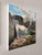 This oil painting depicts a majestic winged horse standing on a rocky outcrop, surrounded by a serene landscape of...