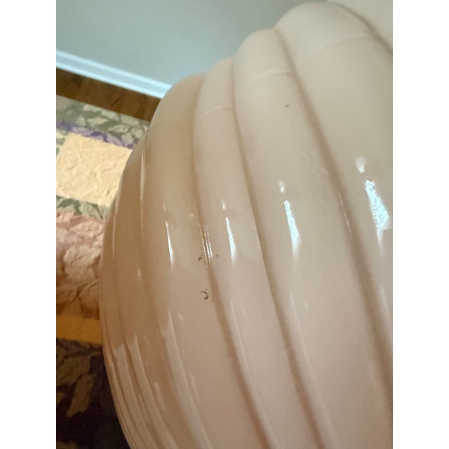 Large Pair of Vintage 1980s Art Deco Revival Grotto Shell Table Lamps - Peachy Pink For Sale - Image 12 of 12
