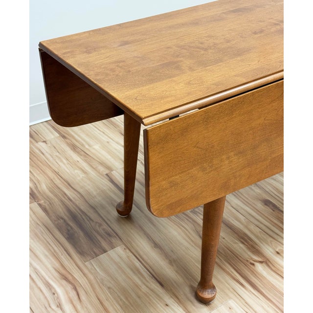 Vintage Solid Wood Ethan Allen Drop Leaf Harvest Table For Sale - Image 11 of 16