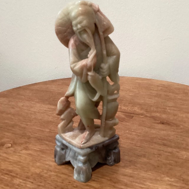 Early 20th Century Antique Carved Chinese Shoushan Hard Stone Fisherman Sculpture Statue For Sale - Image 13 of 13