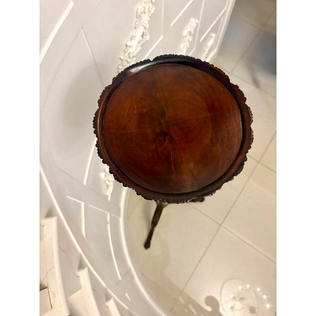 Brown Antique Victorian Carved Mahogany Plant Stand, 1880s For Sale - Image 8 of 11