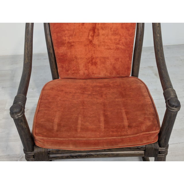Vintage Upholstered Rattan Armchair For Sale - Image 14 of 18