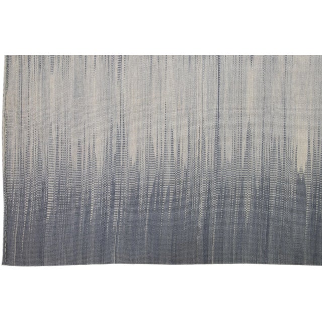 2010s Contemporary Kilim Wool Rug Flatweave With Abstract Gray Design For Sale - Image 4 of 7