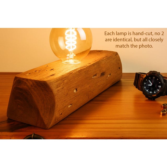 Not Yet Made - Made To Order Handmade Modern Solid Natural Reclaimed Wood Edison Filament Lamp Desk Table Top With Switch Key For Sale - Image 5 of 8