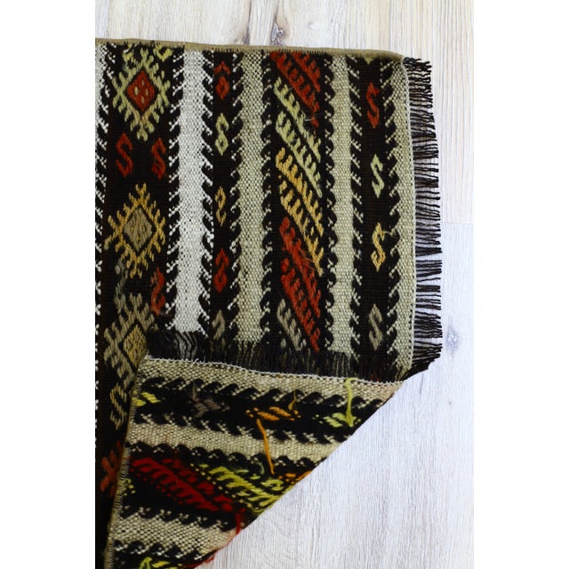Brown 1980s Southwestern Striped Cecim Kilim For Sale - Image 8 of 12
