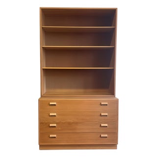 Book-Shelf with Chest of Drawers in Oak by Borge Mogensen for Soborg, Denmark, 1960s For Sale