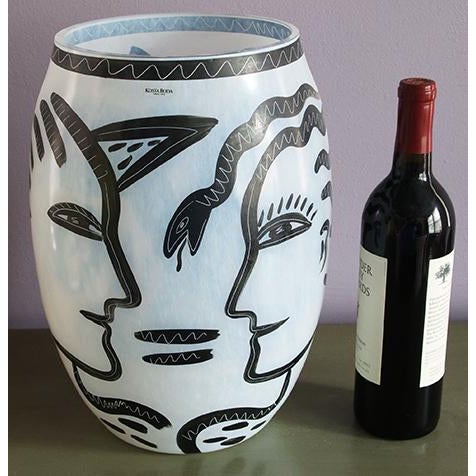 Modern Late 20th Century Kosta Boda Caramba Adam & Eve Glass Vase by Ulrica Hydman Vallien, Large Size For Sale - Image 3 of 5