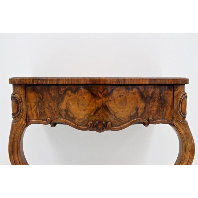 Antique Louis Philippe Wall Console Table with Drawer, 1860 For Sale - Image 4 of 18