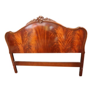 Italian Style Mahogany Carved Full Size Headboard For Sale