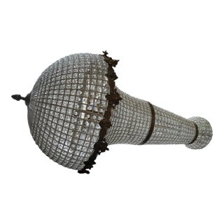 1970s Oversized Gold Stunning Crystal Chandelier With Detailed Accents For Sale