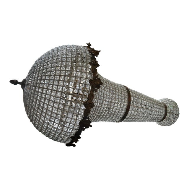 1970s Oversized Gold Stunning Crystal Chandelier With Detailed Accents For Sale