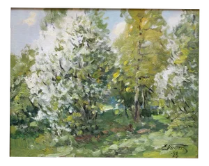 Edgars Vinters, Blooming Trees, 1990, Oil on Cardboard