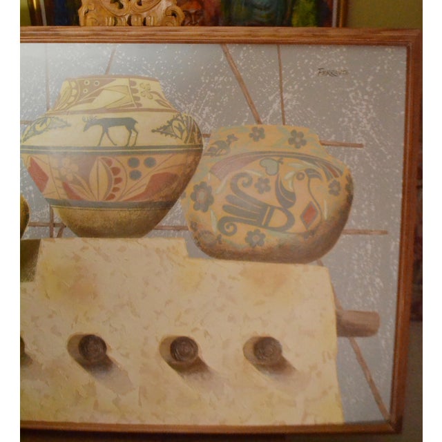 Vintage Frank Ferrante Oil Painting Signed Huge Southwestern Pottery 60 ...