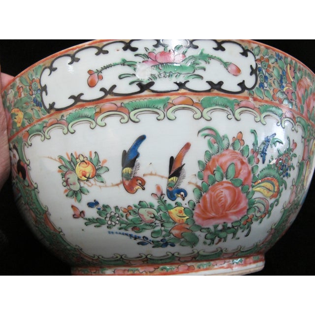 Chinese Export Porcelain Famille Rose Medallion 11" Punch Serving Bowl For Sale - Image 14 of 16