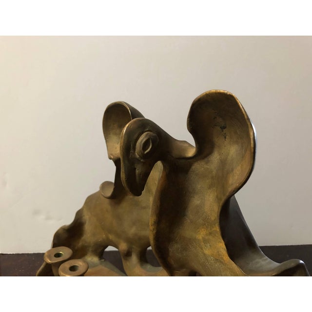 Early 20th Century Mosheh Oved, RARE Judaica Holocaust Memorial Menorah Bronze Sculpture For Sale - Image 5 of 8