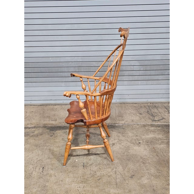 1960s d.r. Dimes Master's Chair Comb Back Windsor Arm Chair Bench New Hampshire Rare For Sale - Image 12 of 17