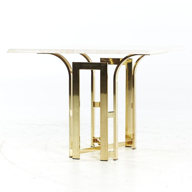 Mid-Century Modern Henredon Mid Century Brass and Travertine Side Table For Sale - Image 3 of 6