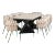 Marble Top Waterfall Dining Set with Black and White Chairs - Set of 9 For Sale