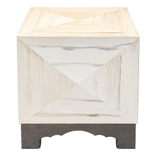 St. Charles Cube Side Table in Hand Finished Horn For Sale