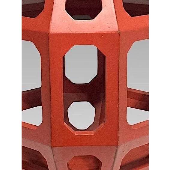 Mid Century Hexagonal Chinese Art Deco Solid Wood Drum Stool / Side Table With Red Lacquer Finish For Sale In Tampa - Image 6 of 8