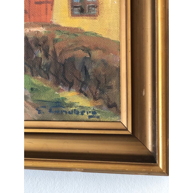 Yellow Vintage Original Cottage Oil Painting: Framed Countryside Art For Sale - Image 8 of 11
