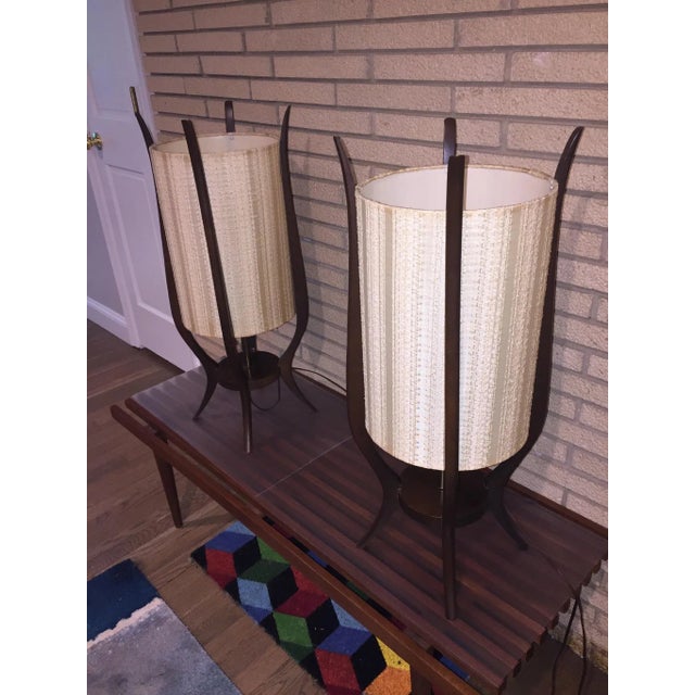 Brown 1960s Mid-Century Modern Walnut Floor or Table Lamps in the Style of Adrian Pearsall - a Pair For Sale - Image 8 of 8