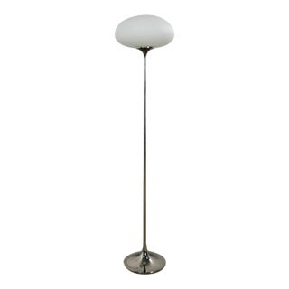 Mid 20th Century Mid-Century Modern Floor Lamp Chrome With Frosted Glass Mushroom Globe by Laurel Lamp Co. For Sale