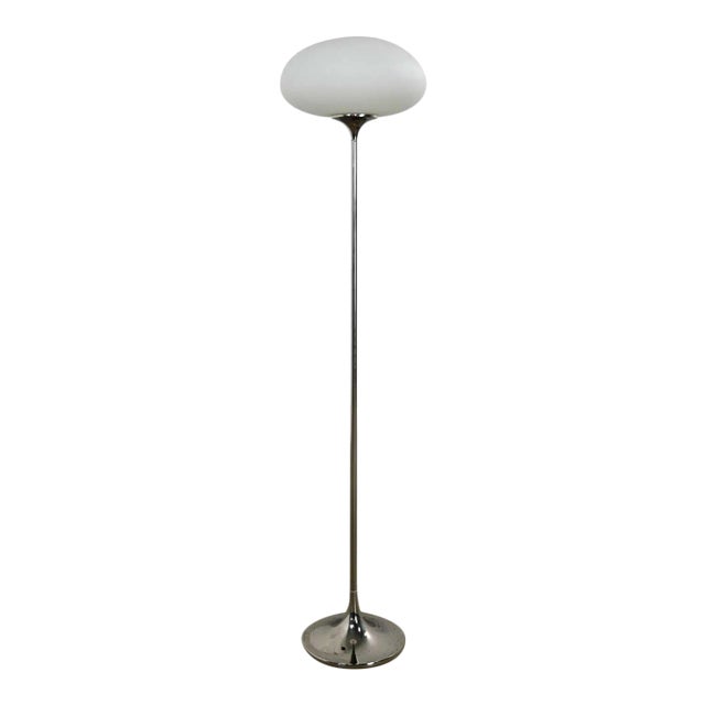 Mid 20th Century Mid-Century Modern Floor Lamp Chrome With Frosted Glass Mushroom Globe by Laurel Lamp Co. For Sale