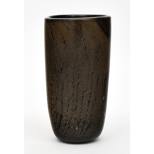 2010s Black and Avventurina Murano Glass Vase For Sale - Image 5 of 6