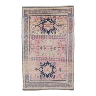 Mid 20th Century Vintage Washed Out Caucasian Rug For Sale