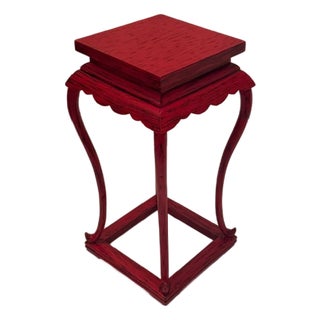 Vintage Red Lacquer Square Side Table For Sale
