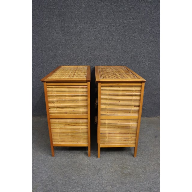 Tan Asian-Style Cherry and Bamboo Chests – Pair For Sale - Image 8 of 12