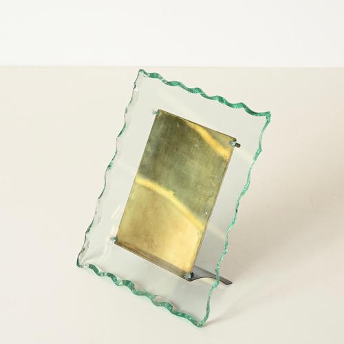 Large Nile Green Chiseled Crystal and Brass Photo Frame from Fontana Arte, Italy, 1940s For Sale - Image 13 of 15