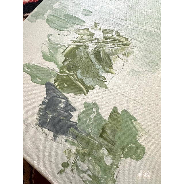 Erin Simon Original “Edges” (Pair in Greens) Abstract Paintings on Canvas For Sale - Image 4 of 10