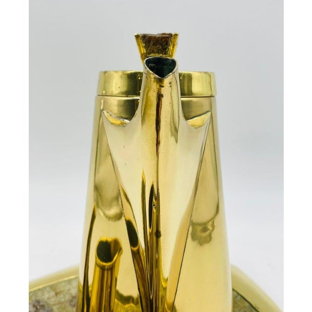 1960s Mexican Modernism Coffee Set in Solid Brass & Glass by Salvador Teran, Signed - Set of 4 For Sale - Image 15 of 18