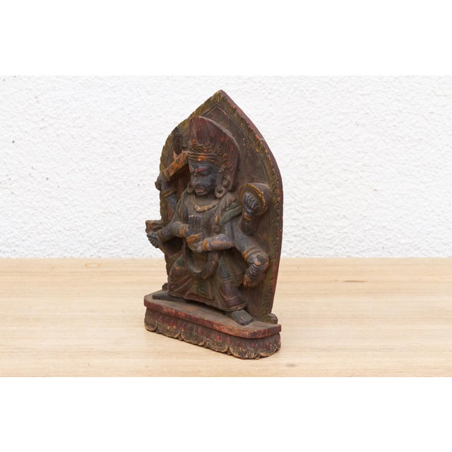 Wood Carved & Painted Tibetan Wrathful Deity Sculpture For Sale - Image 7 of 8