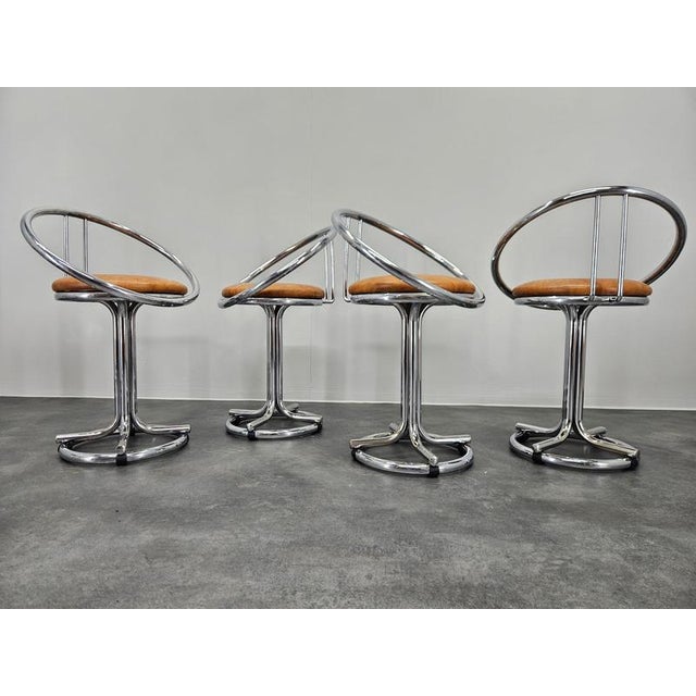 Silver Mid-Century Space Age Chrome Dining Chairs, Italy, 1970s, Set of 4 For Sale - Image 8 of 10
