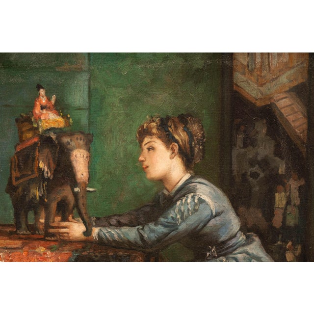 Late 19th Century Late 19th Century India in Paris, the Exotic Curio | Reproduction Oil on Canvas Painting For Sale - Image 5 of 8