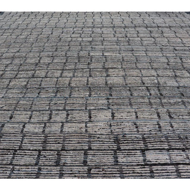 Modern Hand Knotted Rug by Keivan Woven Arts, Steel Blue & White, 9'5" X 11'0 For Sale - Image 4 of 12