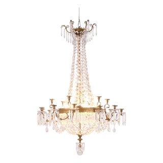 French Antique Bronze Crystal Chandelier, 1880s For Sale