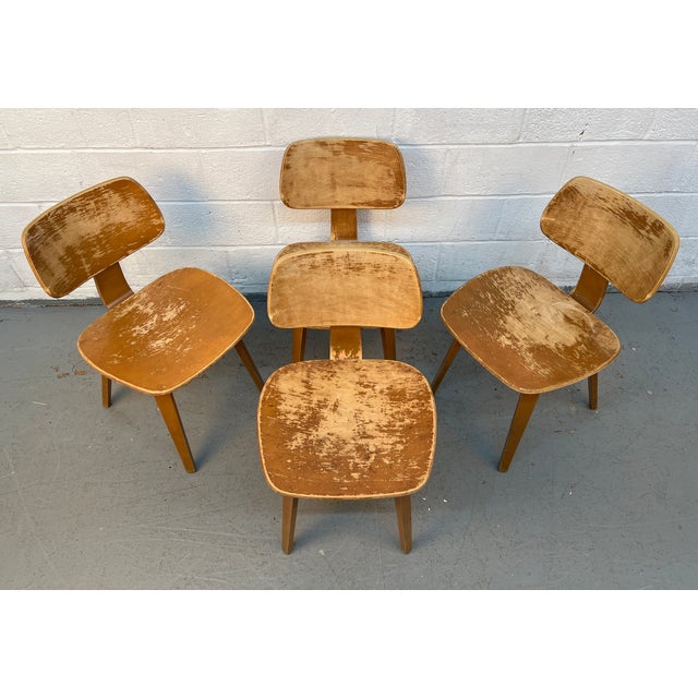 Thonet Mid 20th Century Set of Four Elegant Bentwood Chairs by Bruno Weil for Thonet For Sale - Image 4 of 13