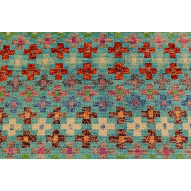 Eclectic Balochi Blue/Orange Wool Rug - 4'10''x8'3'' For Sale In New York - Image 6 of 11