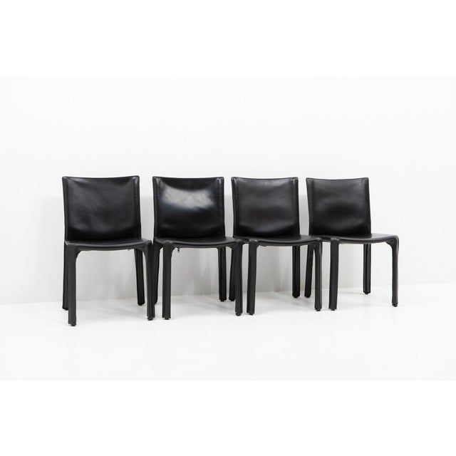CAB 412 Chairs by Mario Bellini for Cassina, 1990s, Set of 4, in Very Good conditions. Designed 1970 to 1979 This piece...