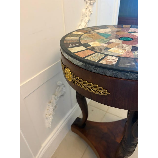 Antique Victorian Specimen Marble Top Centre Table Mahogany Swan Support Side Table, 1860 For Sale - Image 8 of 18