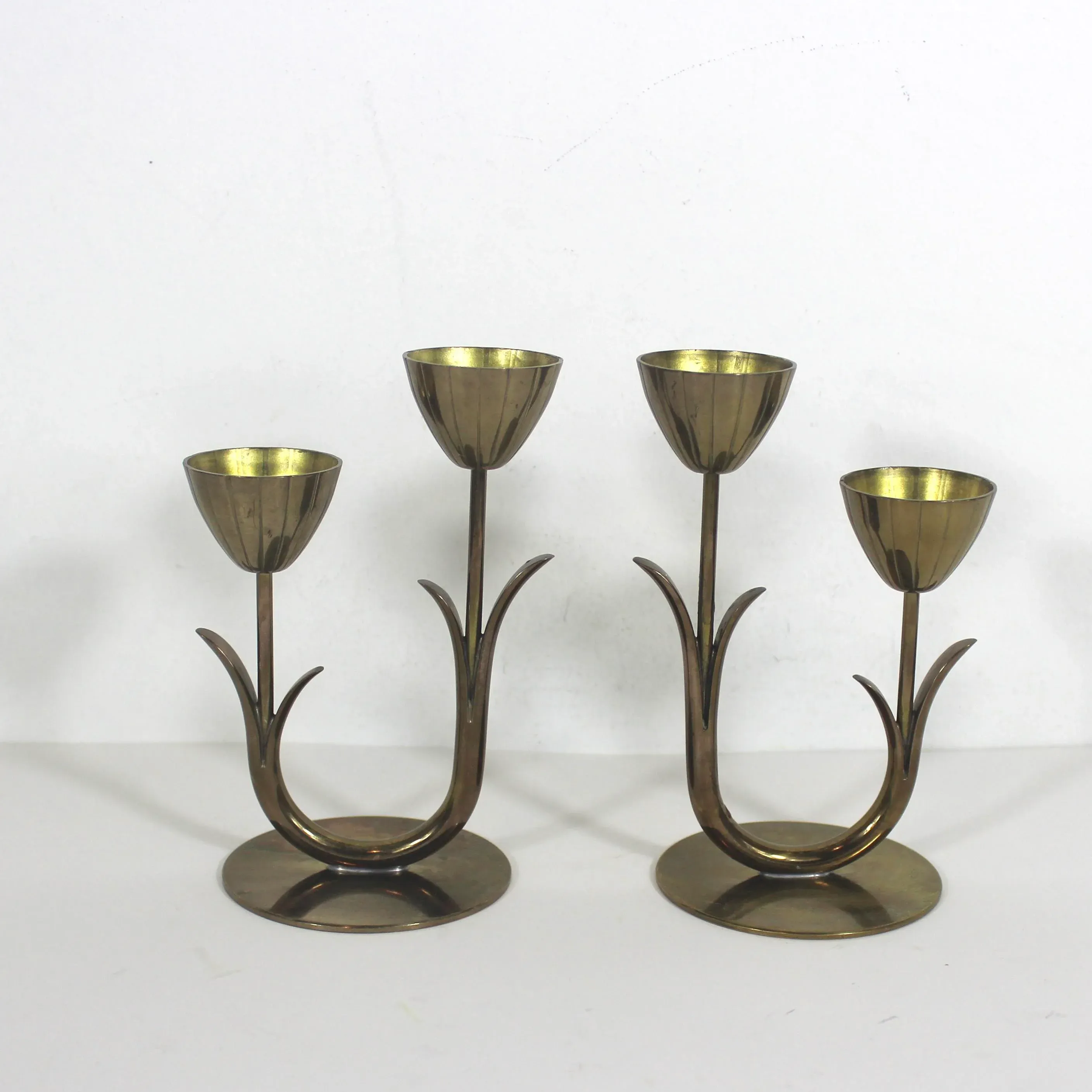 1950's Pair of Brass Candleholders Gunnar Ander Ystad Metall Made
