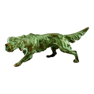 Vintage Mid Century Brass Patinated Dog Sculpture For Sale