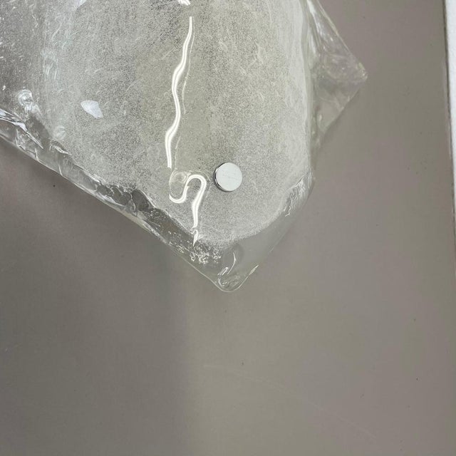 Silver Large Vintage Hollywood Regency Ice Glass Wall Light from Kalmar Lights, 1970 For Sale - Image 8 of 18