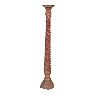 1940s Rustic Wood Bedpost Candlestand For Sale