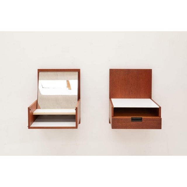 This set of 2 floating bedside tables was designed by cees braakman and produced by pastoe in the netherlands during the...