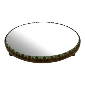 10” Early 20th Century Round Mirror Plateau Gallery Tray
